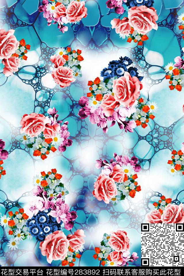 花卉小花炫彩数码印花华亿平台下载（图片编号: 283892） - 瓦栏（Walan）