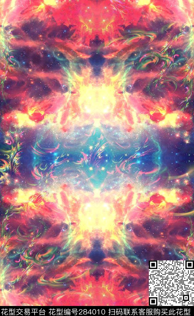 抽象星辰炫彩数码印花华亿平台下载（图片编号: 284010） - 瓦栏（Walan）