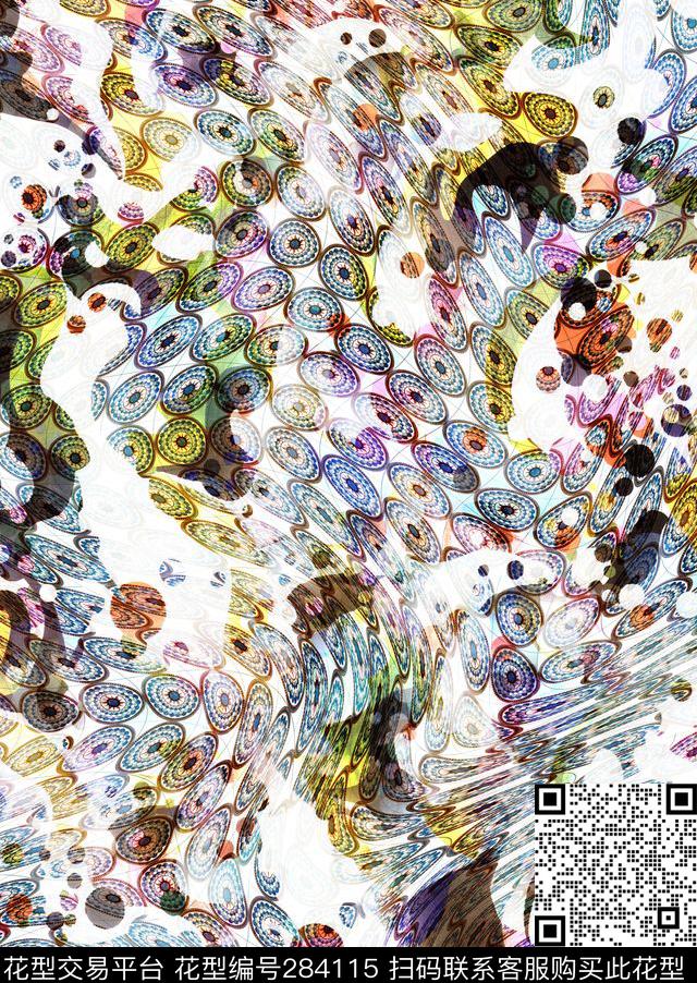 几何圆点民族风多彩数码印花华亿平台下载（图片编号: 284115） - 瓦栏（Walan）