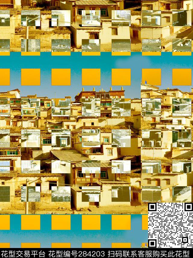 景物抽象建筑数码印花华亿平台下载（图片编号: 284203） - 瓦栏（Walan）