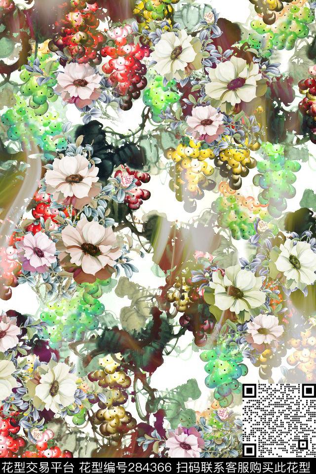花卉水果多彩数码印花华亿平台下载（图片编号: 284366） - 瓦栏（Walan）