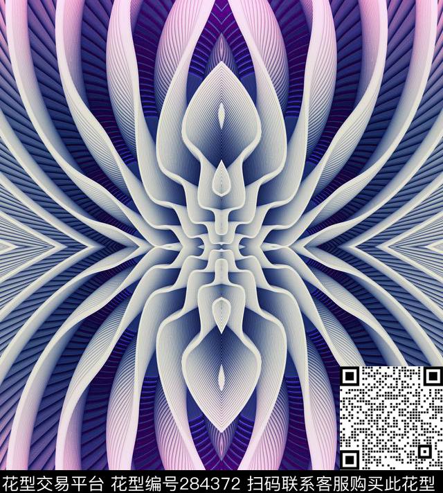 抽象花卉几何数码印花华亿平台下载（图片编号: 284372） - 瓦栏（Walan）