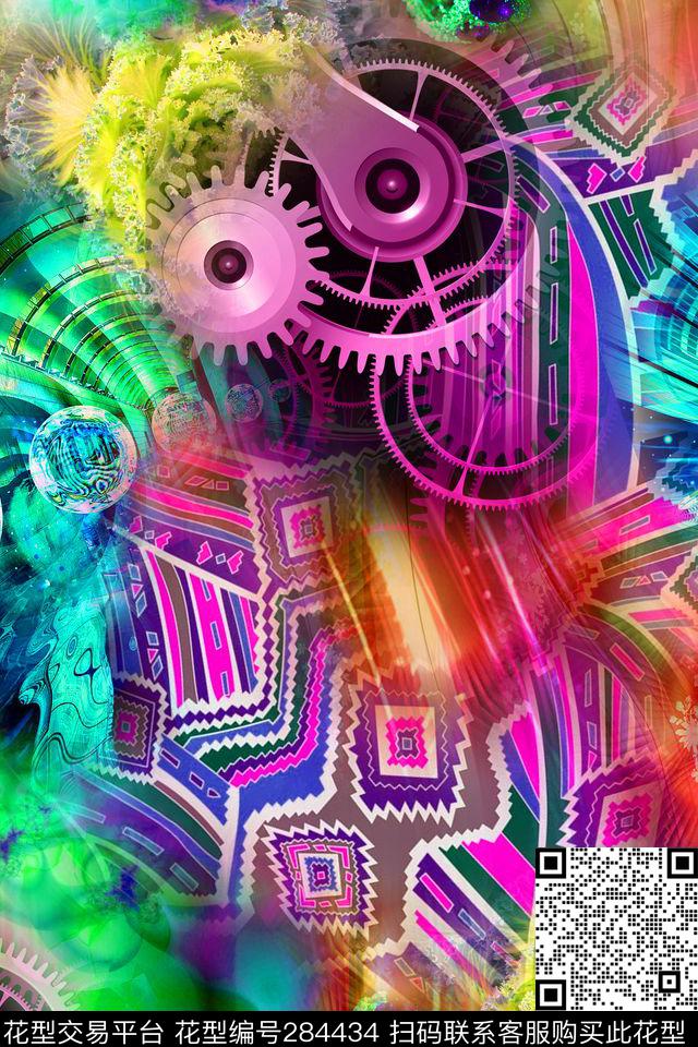齿轮光感炫彩数码印花华亿平台下载（图片编号: 284434） - 瓦栏（Walan）