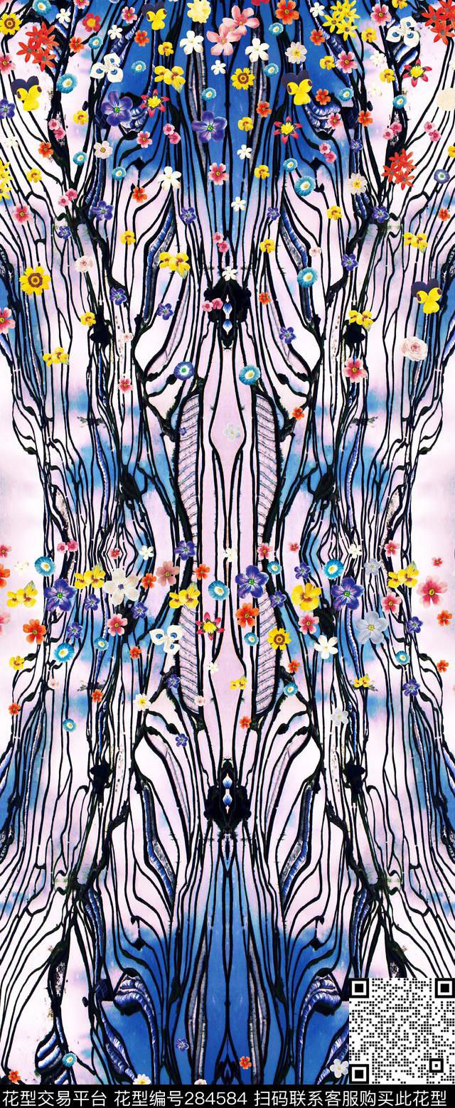 民族几何花卉花卉数码印花华亿平台下载（图片编号: 284584） - 瓦栏（Walan）