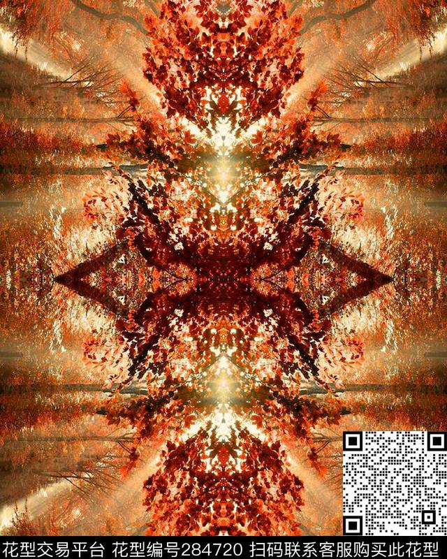 风景树林拼贴数码印花华亿平台下载（图片编号: 284720） - 瓦栏（Walan）