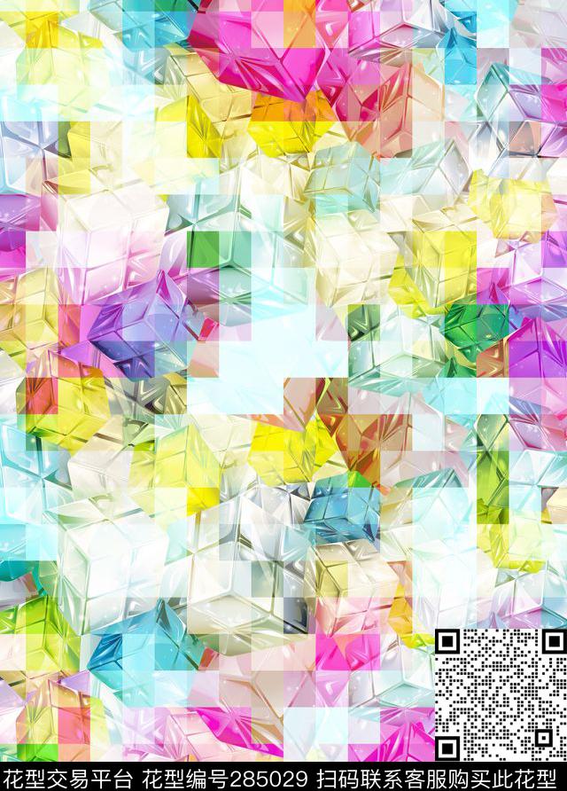 2几何抽象类数码印花华亿平台下载（图片编号: 285029） - 瓦栏（Walan）