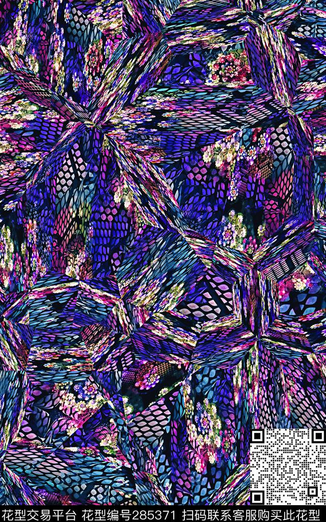 蛇纹编织抽象数码印花华亿平台下载（图片编号: 285371） - 瓦栏（Walan）