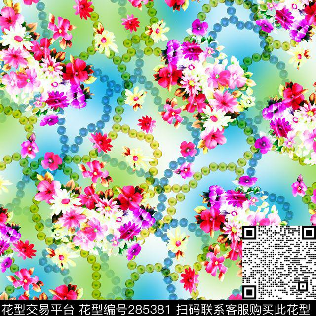 花卉直白炫彩数码印花华亿平台下载（图片编号: 285381） - 瓦栏（Walan）