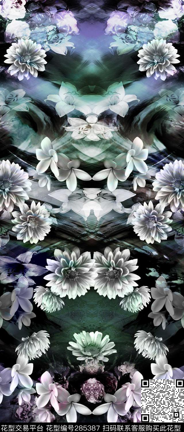 花卉大花豹纹数码印花华亿平台下载（图片编号: 285387） - 瓦栏（Walan）