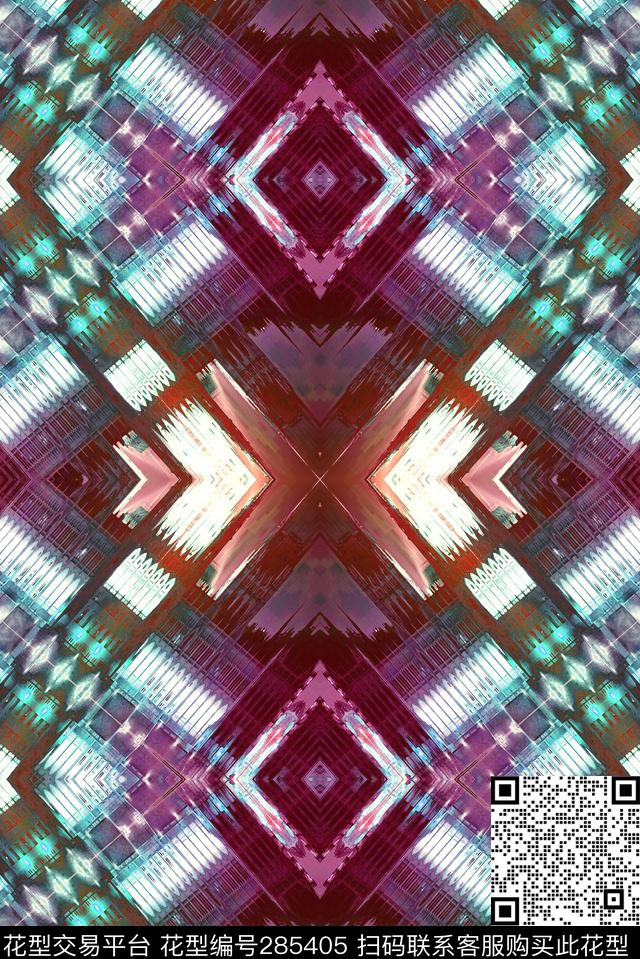 建筑抽象结合菱格数码印花华亿平台下载（图片编号: 285405） - 瓦栏（Walan）