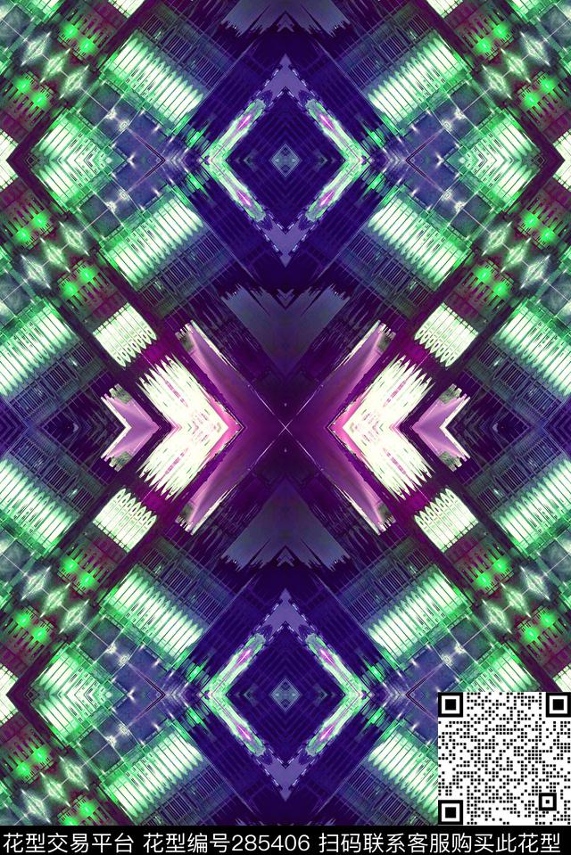 建筑抽象结合菱格数码印花华亿平台下载（图片编号: 285406） - 瓦栏（Walan）