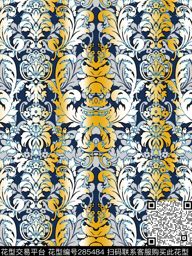 复古民族风对称传统印花华亿平台下载（图片编号: 285484） - 瓦栏（Walan）