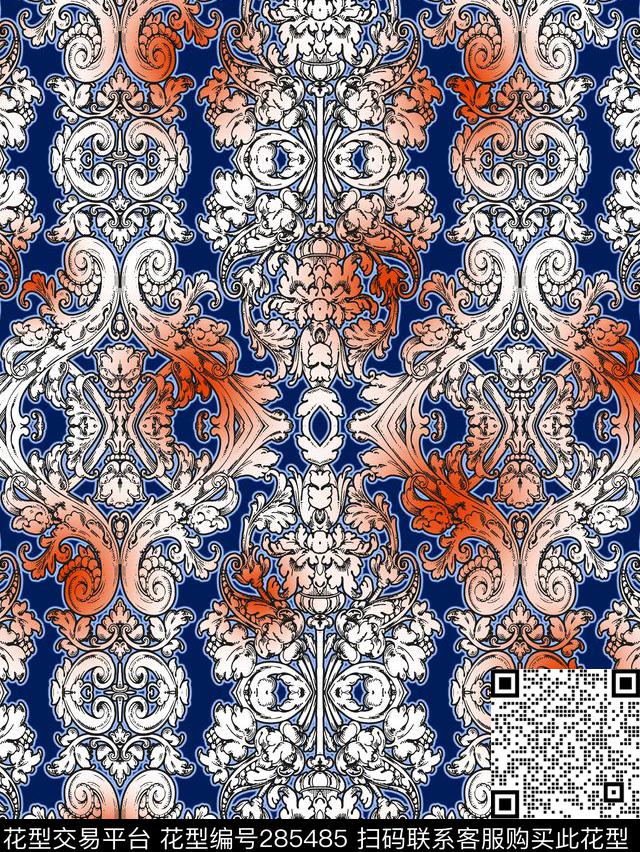 复古民族风对称传统印花华亿平台下载（图片编号: 285485） - 瓦栏（Walan）