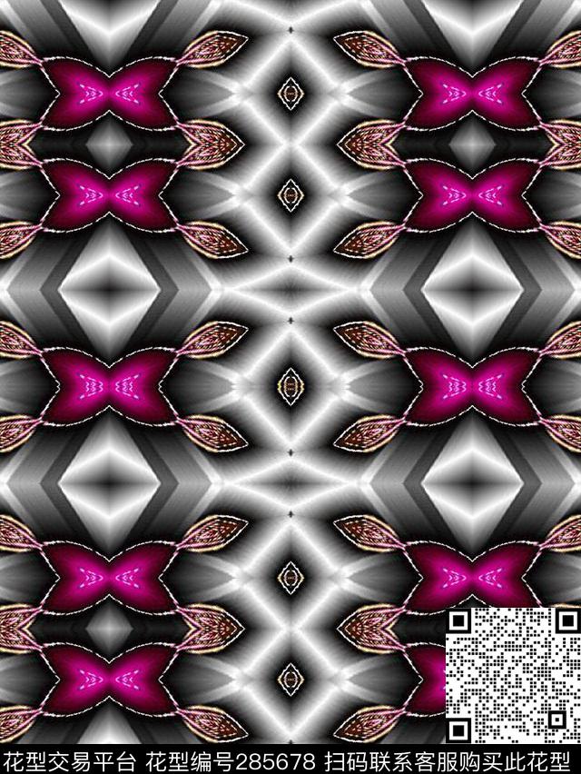 几何菱格对称炫彩数码印花华亿平台下载（图片编号: 285678） - 瓦栏（Walan）