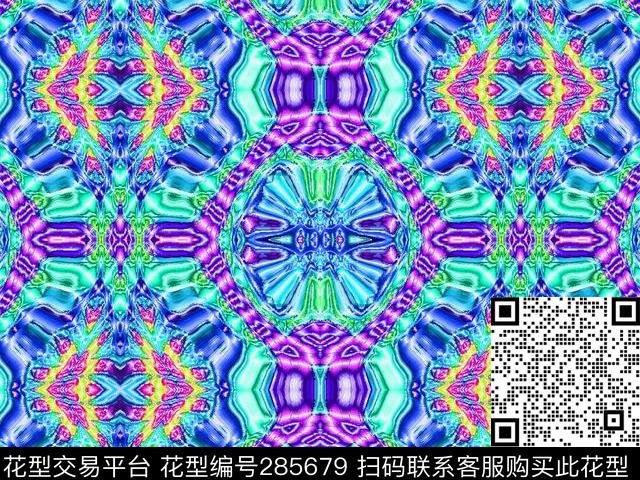 几何菱格对称炫彩数码印花华亿平台下载（图片编号: 285679） - 瓦栏（Walan）