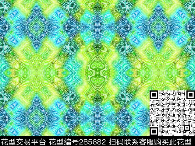 几何菱格对称炫彩数码印花华亿平台下载（图片编号: 285682） - 瓦栏（Walan）