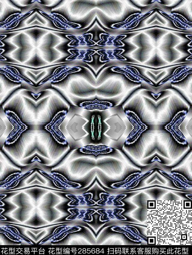 几何菱格对称炫彩数码印花华亿平台下载（图片编号: 285684） - 瓦栏（Walan）