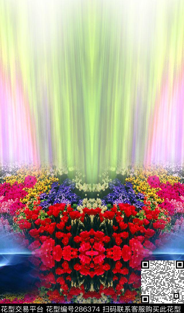 花卉炫彩光感数码印花华亿平台下载（图片编号: 286374） - 瓦栏（Walan）