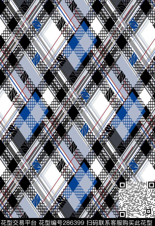 几何线条格纹素雅传统印花华亿平台下载（图片编号: 286399） - 瓦栏（Walan）