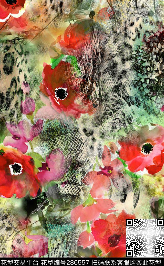 动物纹花卉数码印花华亿平台下载（图片编号: 286557） - 瓦栏（Walan）