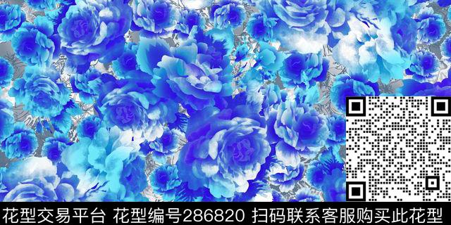 中国风手绘水彩花卉数码印花华亿平台下载（图片编号: 286820） - 瓦栏（Walan）