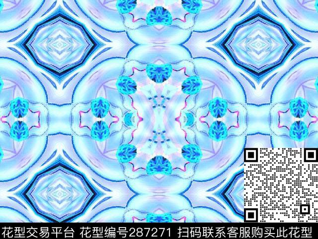 几何平面对称抽象数码印花华亿平台下载（图片编号: 287271） - 瓦栏（Walan）