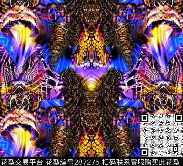 抽象蛇纹豹纹数码印花华亿平台下载（图片编号: 287275） - 瓦栏（Walan）