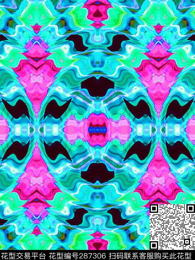 几何撞色抽象数码印花华亿平台下载（图片编号: 287306） - 瓦栏（Walan）