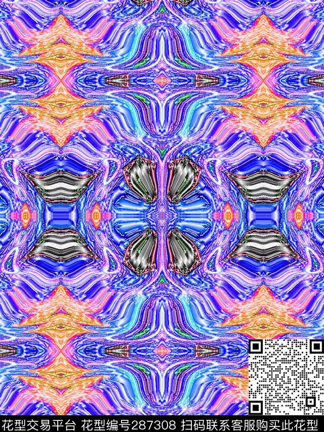 几何撞色抽象数码印花华亿平台下载（图片编号: 287308） - 瓦栏（Walan）