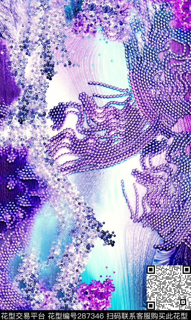 几何线条抽象纯色系数码印花华亿平台下载（图片编号: 287346） - 瓦栏（Walan）