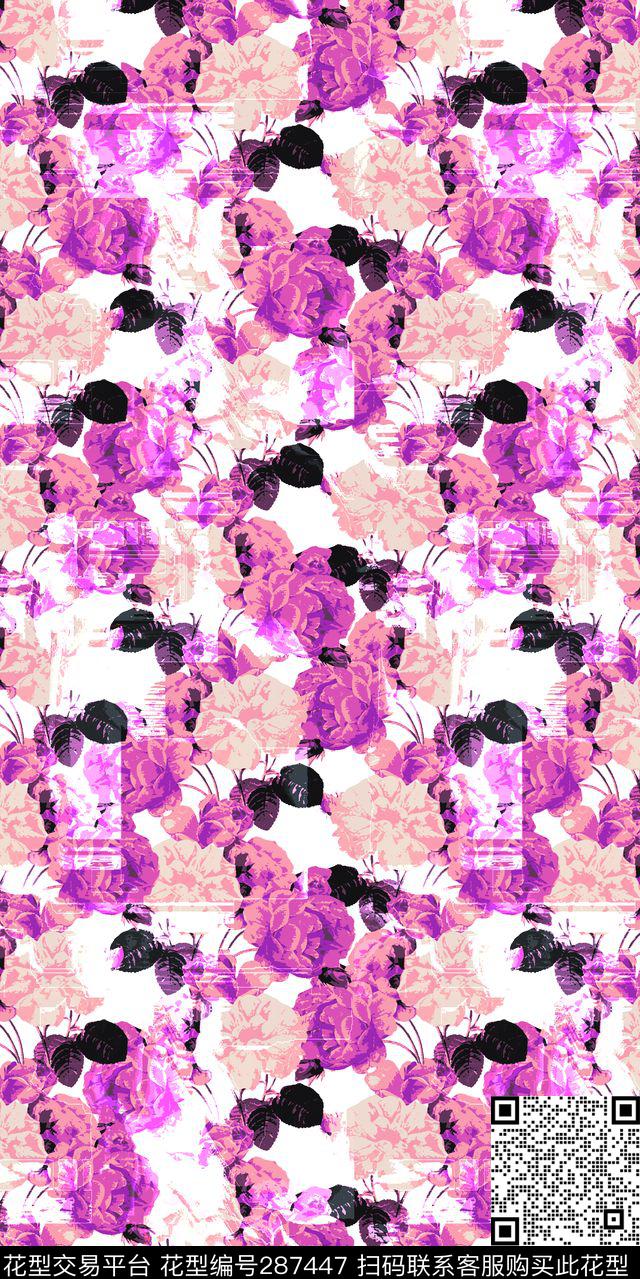 手绘水彩花卉传统印花华亿平台下载（图片编号: 287447） - 瓦栏（Walan）