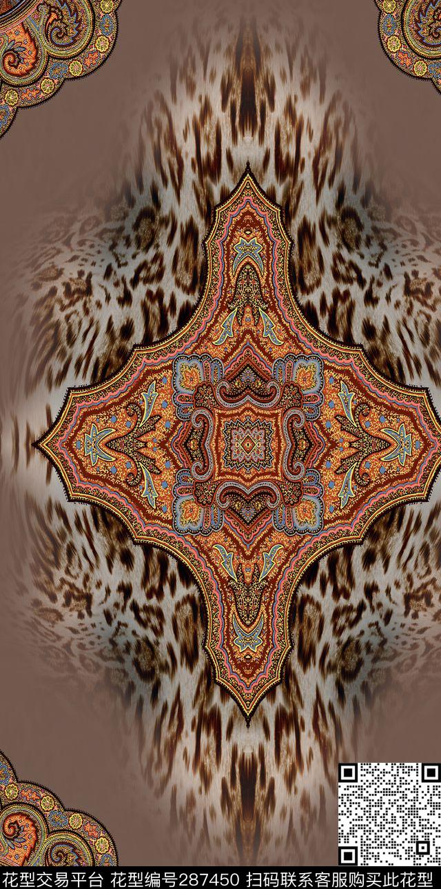 欧式花纹复古豹纹数码印花华亿平台下载（图片编号: 287450） - 瓦栏（Walan）