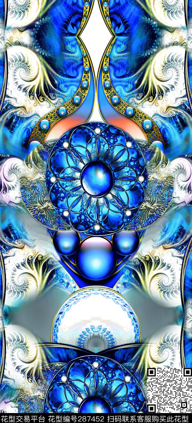 欧式花纹复古对称数码印花华亿平台下载（图片编号: 287452） - 瓦栏（Walan）