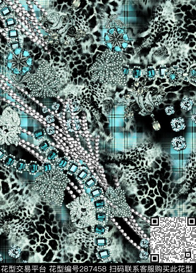 豹纹珠宝格纹数码印花华亿平台下载（图片编号: 287458） - 瓦栏（Walan）