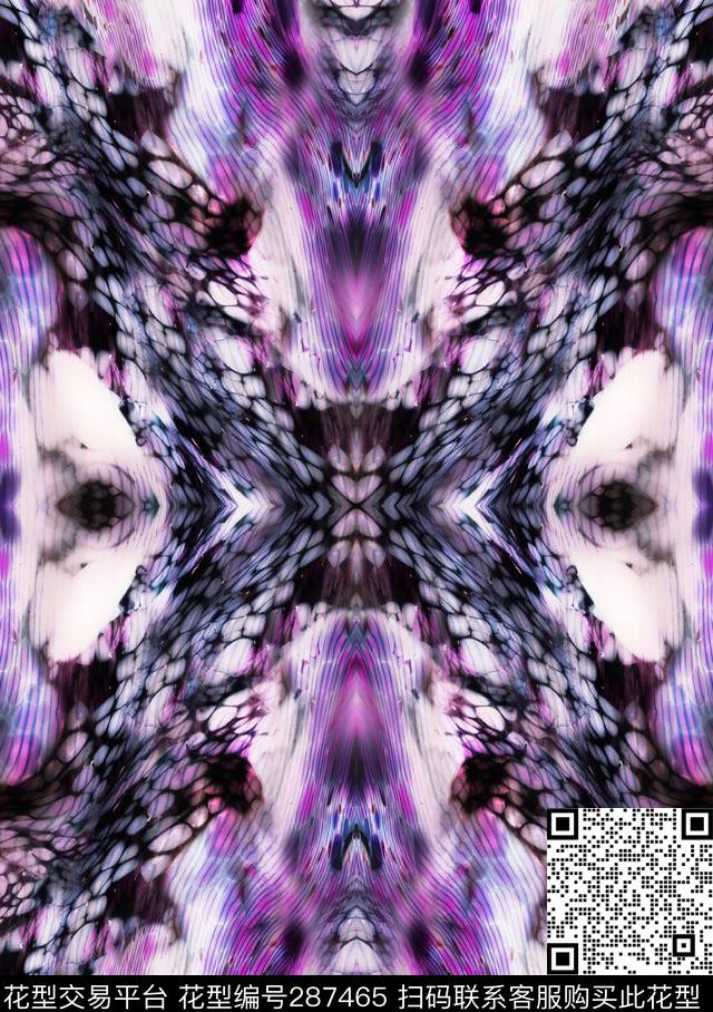 抽象蛇纹复古数码印花华亿平台下载（图片编号: 287465） - 瓦栏（Walan）