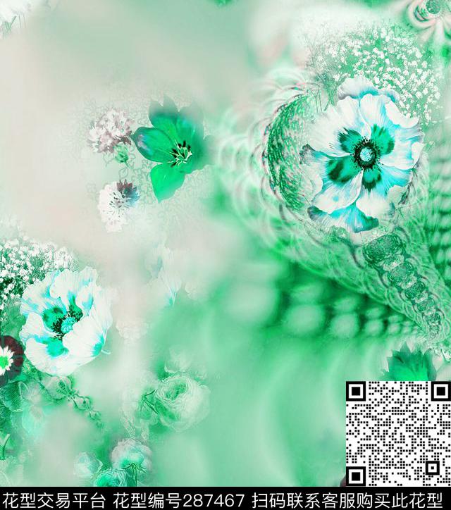 花卉珠宝光感数码印花华亿平台下载（图片编号: 287467） - 瓦栏（Walan）