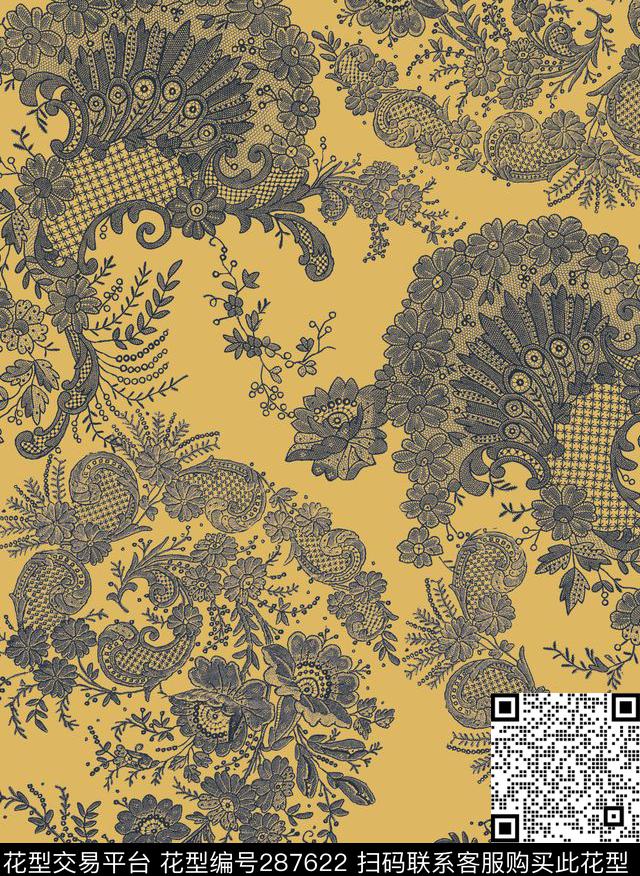 蕾丝传统印花华亿平台下载（图片编号: 287622） - 瓦栏（Walan）