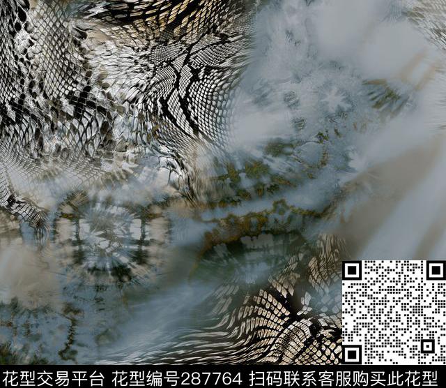 抽象蛇纹渐变数码印花华亿平台下载（图片编号: 287764） - 瓦栏（Walan）