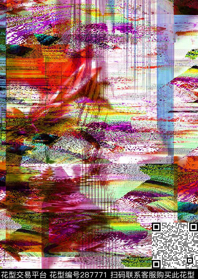 几何方格炫彩抽象数码印花华亿平台下载（图片编号: 287771） - 瓦栏（Walan）