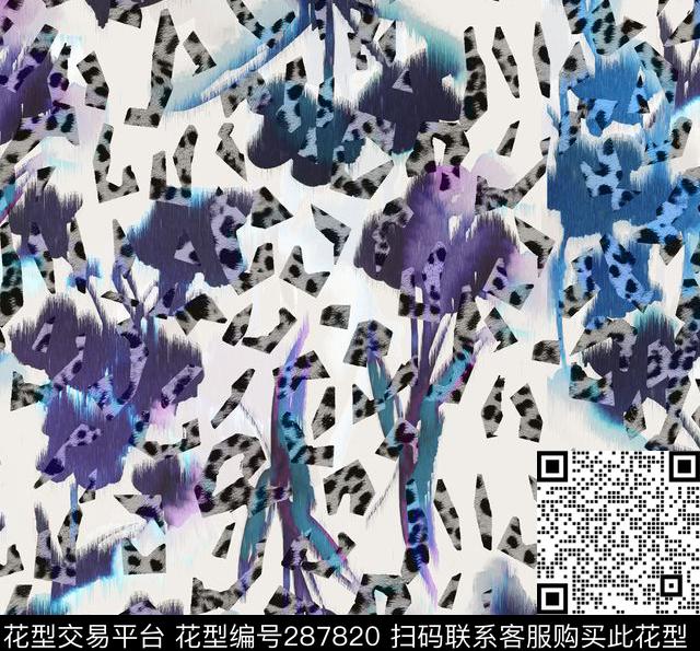 抽象豹纹渐变数码印花华亿平台下载（图片编号: 287820） - 瓦栏（Walan）