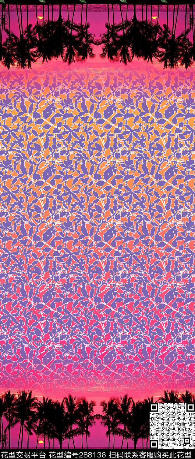 花卉围巾传统印花华亿平台下载（图片编号: 288136） - 瓦栏（Walan）