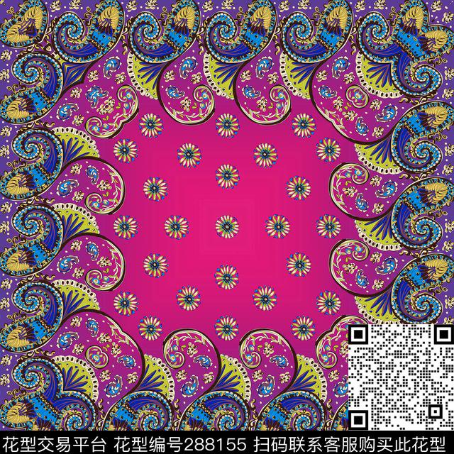 佩斯利围巾传统印花华亿平台下载（图片编号: 288155） - 瓦栏（Walan）