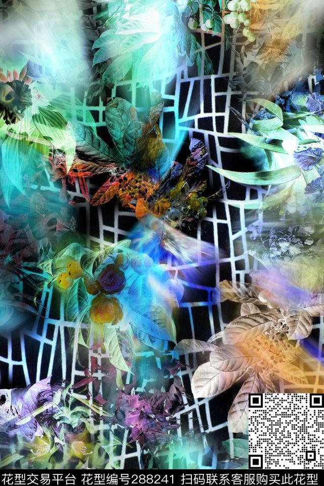 植物炫彩古典数码印花华亿平台下载（图片编号: 288241） - 瓦栏（Walan）