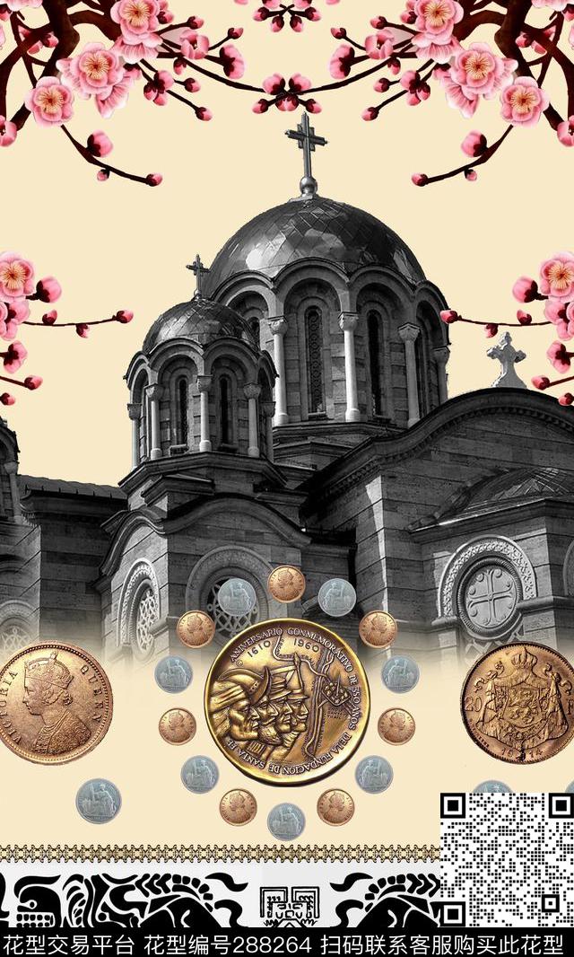 花卉梅花建筑数码印花华亿平台下载（图片编号: 288264） - 瓦栏（Walan）