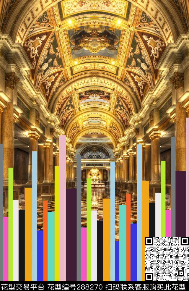 建筑欧式宫廷古典数码印花华亿平台下载（图片编号: 288270） - 瓦栏（Walan）
