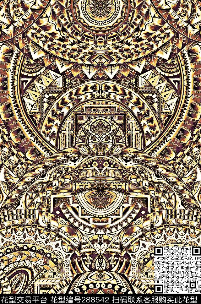 欧式复古几何条纹数码印花华亿平台下载（图片编号: 288542） - 瓦栏（Walan）