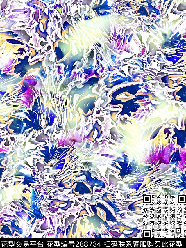抽象多彩光感数码印花华亿平台下载（图片编号: 288734） - 瓦栏（Walan）