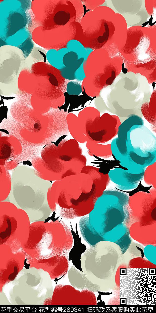 手绘水彩花卉写意传统印花华亿平台下载（图片编号: 289341） - 瓦栏（Walan）