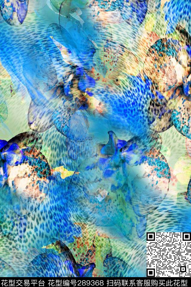 抽象豹纹花卉数码印花华亿平台下载（图片编号: 289368） - 瓦栏（Walan）
