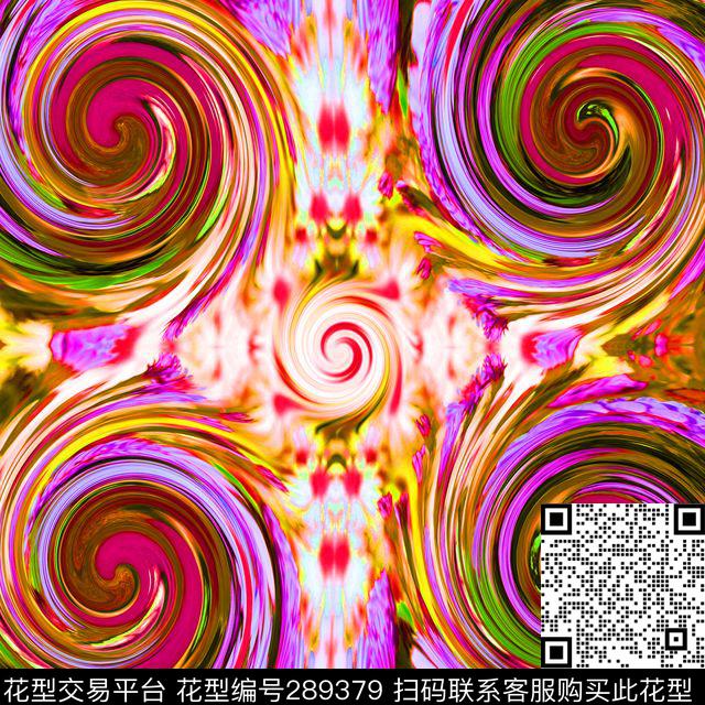 抽象花卉漩涡数码印花华亿平台下载（图片编号: 289379） - 瓦栏（Walan）